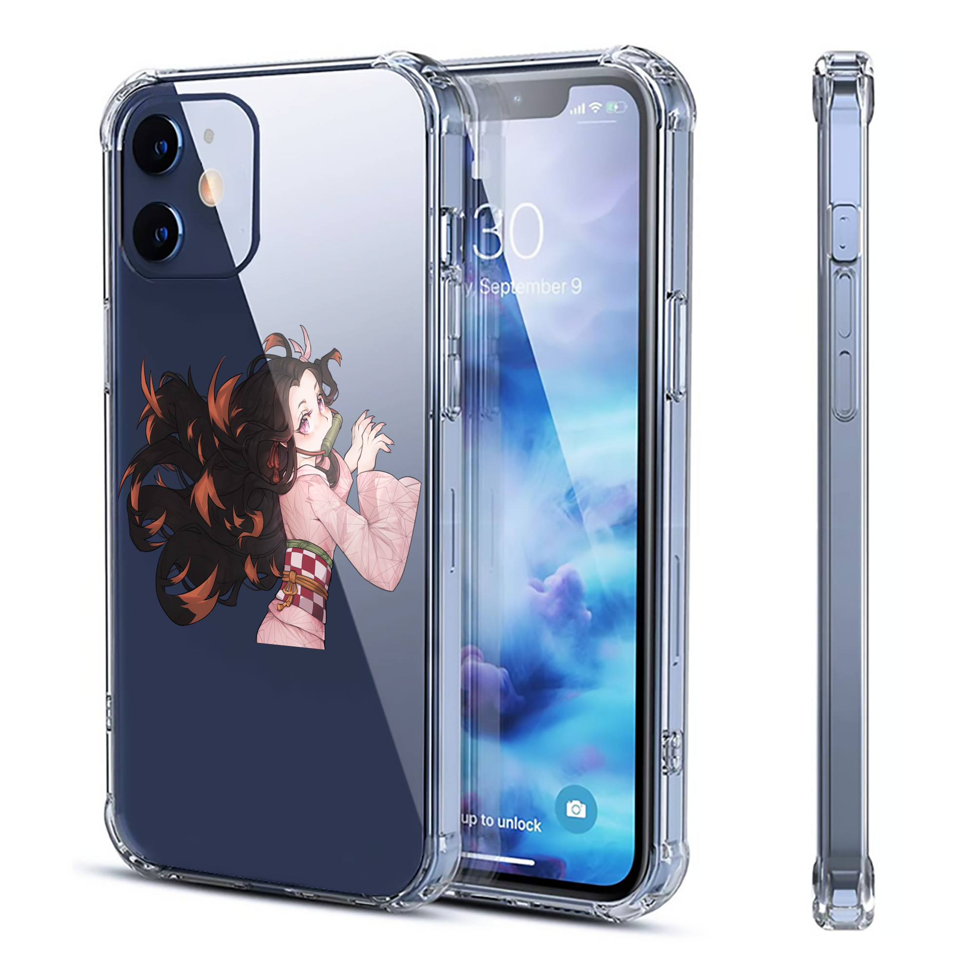 （画像用） 鬼滅の刃（きめつのやいば）竈門 禰󠄀豆子／かまど ねずこ Kamado Nezuko 【iPhone 12シリーズ対応】透明スマホケース（クリアソフトケース）